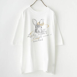 Tシャツ【ラッキーうさぎの早口言葉】シンプルモノトーン 5枚目の画像