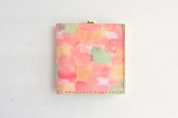 革の手染め財布　「キャンディ No.13（がま口の二つ折り財布）」 2枚目の画像