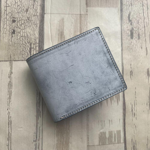 訳あり】メンズブライドルレザー二つ折り財布／グレー その他ケース