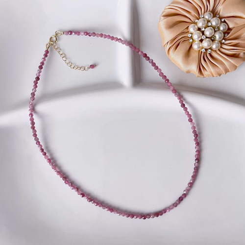 上質なピンクトルマリン 天然石ネックレス 10月誕生石MN1024-002