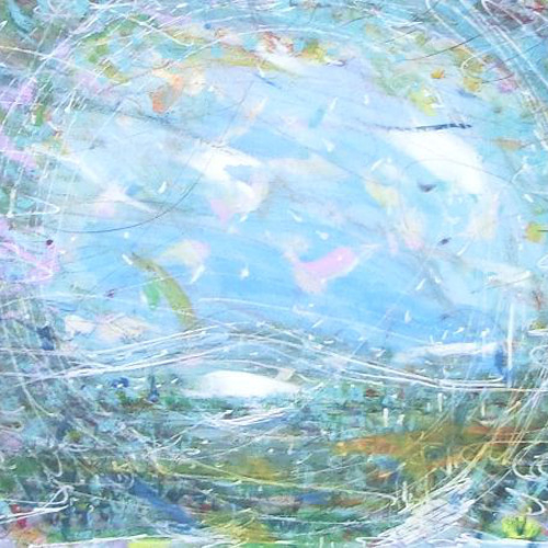 原画「緑の先に」 額サイズ 48×35㎝ 抽象画 オーラ 自然 絵画 息吹 友