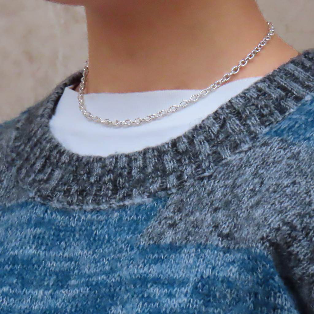 4.0mm 太い 小豆ネックレスチェーン シルバー925 小豆 ネックレス チェーン シルバーアクセサリー