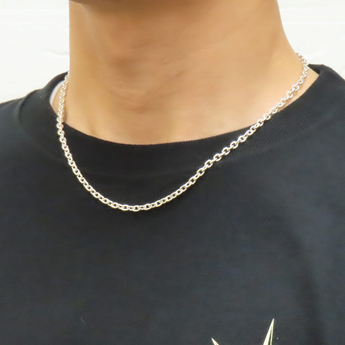 4.0mm 太い 小豆ネックレスチェーン シルバー925 小豆 ネックレス チェーン シルバーアクセサリー