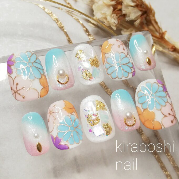 (現品)ジェルネイルチップ ディズニー 成人式 振袖 夏 海 現品)ジェルネイルチップ ディズニー 成人式 振袖 夏 海 現品