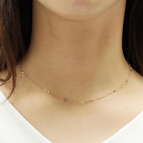 K10(刻印入）眩いほどの輝きを放つデザインチェーンネックレス