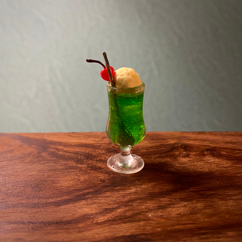 受注製作:ミニチュア【［M］メロンソーダフロート（スプーン付