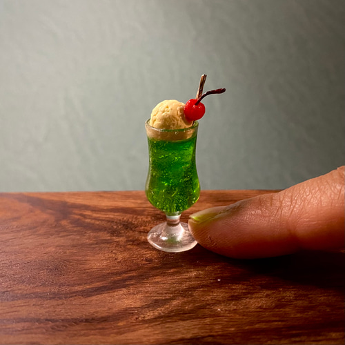 受注製作:ミニチュア【［M］メロンソーダフロート（スプーン付