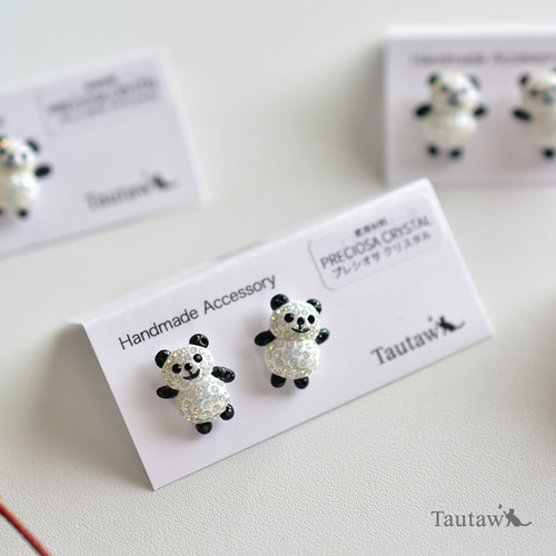 ルンルン♪パンダピアス 手を振るパンダちゃん ピアス・イヤリング ピアス（スタッド・一