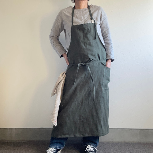 リネンシンプルエプロン 7色 newｶﾗｰ✨ エプロン K.K.P 通販 1158134