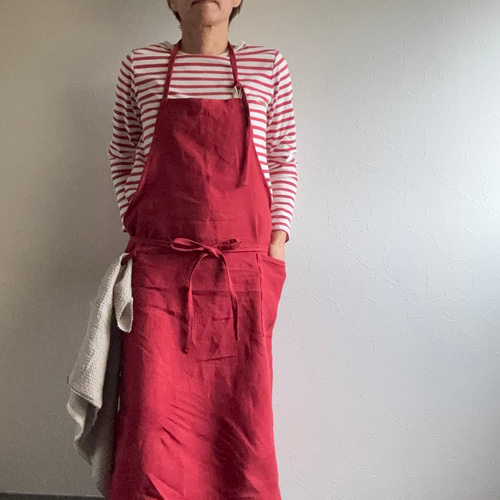 リネンシンプルエプロン 7色 newｶﾗｰ✨ エプロン K.K.P 通販 1158134