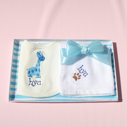かわいいアニマル柄♡出産祝い♡可愛いスタイ&タオル♡名入れします！刺繍♡ピンク♡ 7枚目の画像