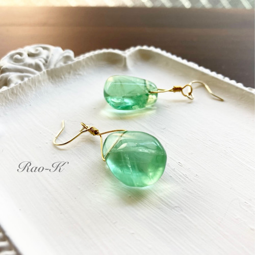 ✨清流✨ひとしずくのピアス/イヤリング〜14kgf×フローライト ピアス 