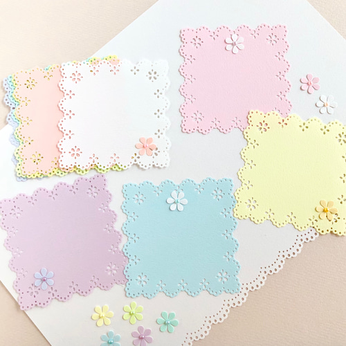 素敵なレースのメッセージカード10枚 小さなお花付き〜クラフトパンチ ... ☆マーサスチュワート☆ギフト クラフトパンチ