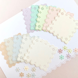 素敵なレースのメッセージカード10枚 小さなお花付き〜クラフトパンチ