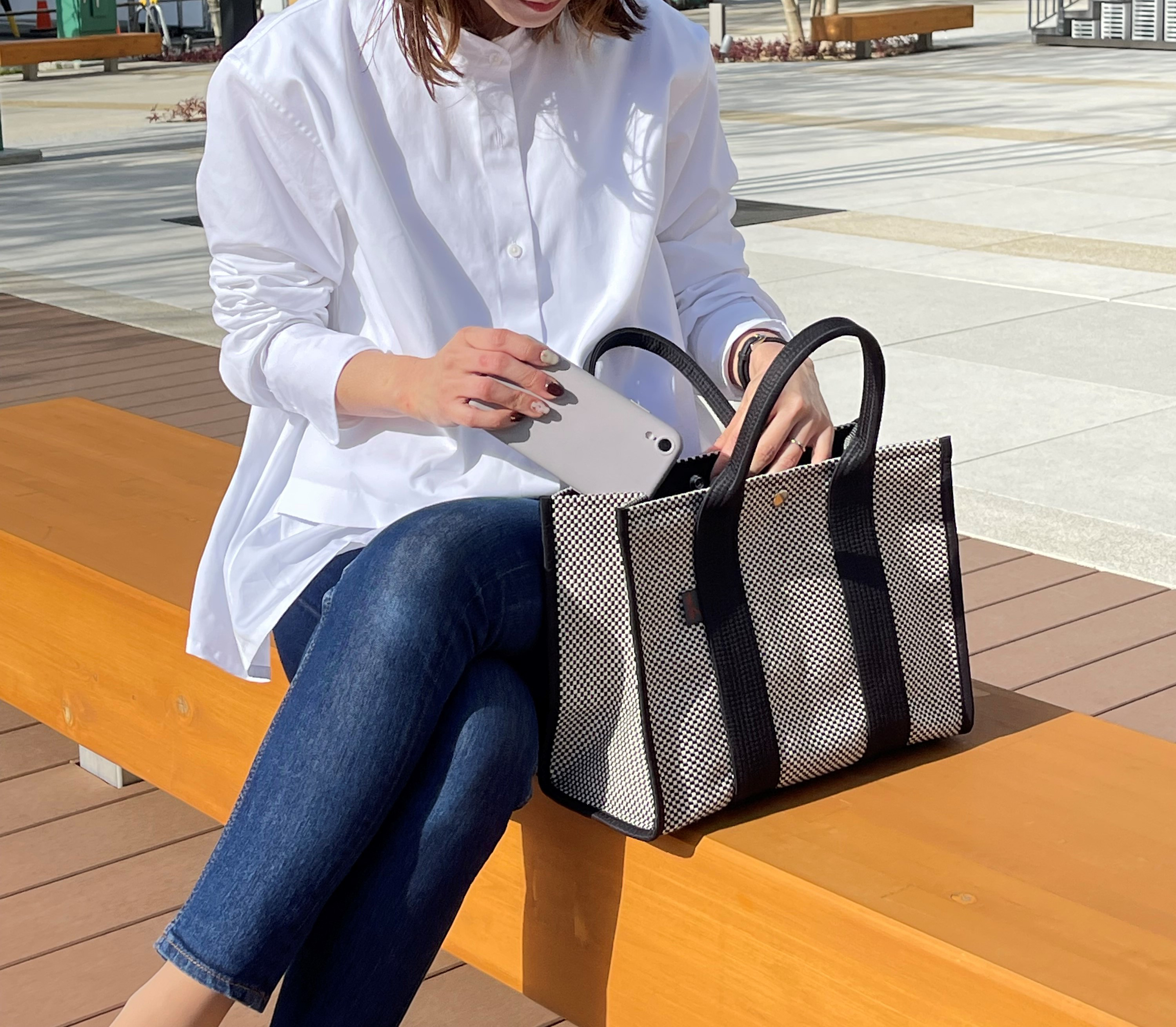 squaretote M スクエアトート　Mサイズ  刺子織　刺し子　三河木綿　トートバッグ