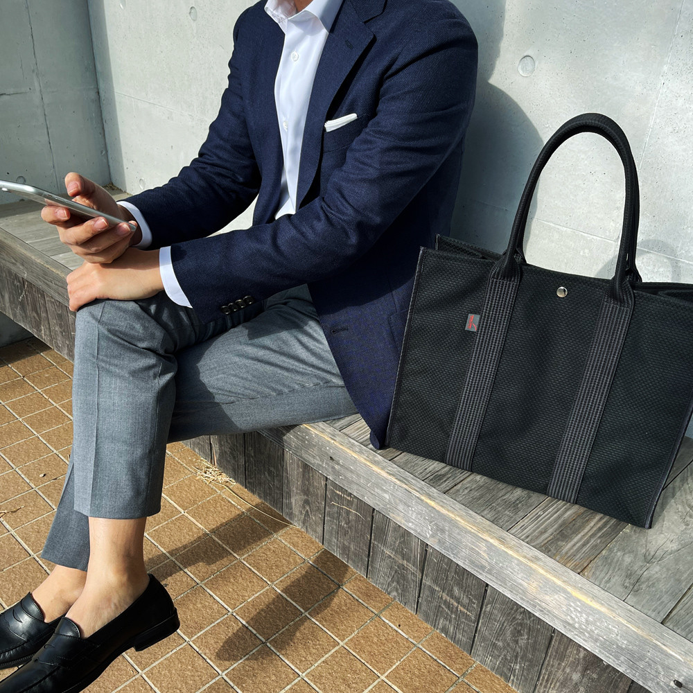 squaretote L スクエアトート　Lサイズ  刺子織　刺し子　三河木綿　トートバッグ