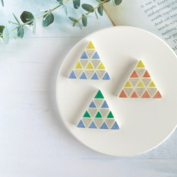 幾何学三角ブローチ（緑×青×白） 10枚目の画像