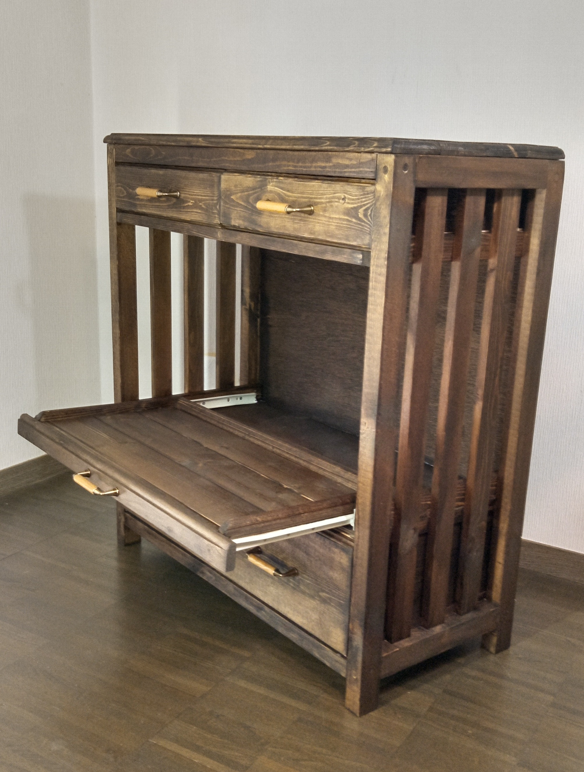 No48【機能的】キッチンキャビネット、天然木、無垢、75シリーズ