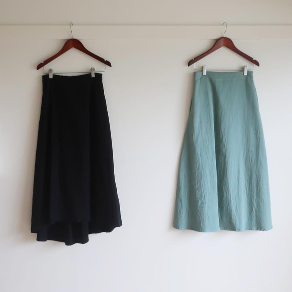 二重折りシワ加工コットン　シンプルなＡラインスカート（フリー／全８色） 13枚目の画像