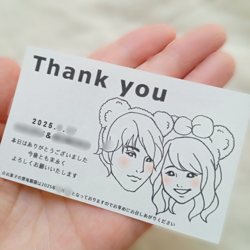 似顔絵入り サンキューカード／ウェディング 結婚式 プチギフト タグ