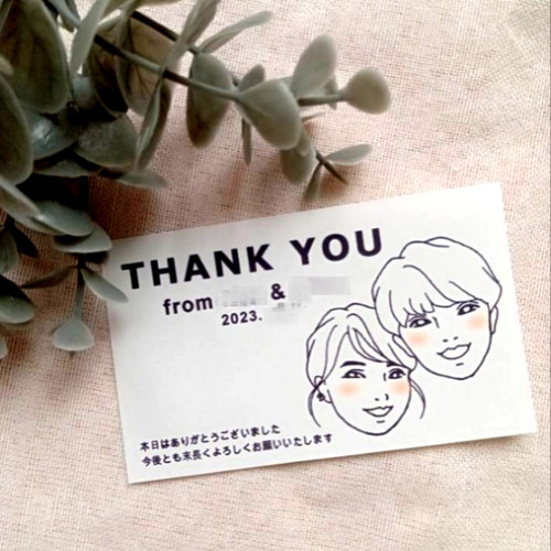 似顔絵入り サンキューカード／ウェディング 結婚式 プチギフト タグ