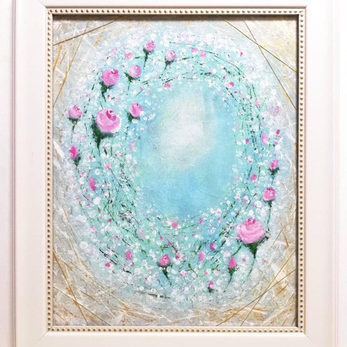 空を見上げて』 癒し インテリア 絵画 アート 空 花 薔薇 絵 絵画 t