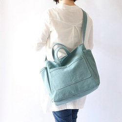 ラフショルダー＊柔らかく体に馴染む２Way大容量（ウォッシュブルー） 1枚目の画像