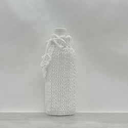 500ml リブ編みのペットボトルカバー（ホワイト） 3枚目の画像