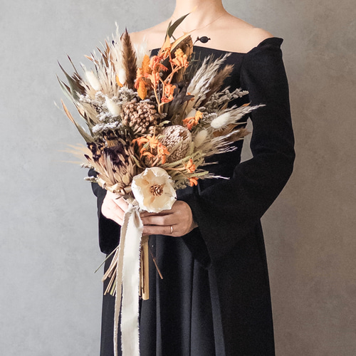 パンパスグラスのウェディングブーケ