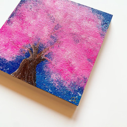 【夜桜】絵画/原画 絵 さくら インテリア キラキラ 4枚目の画像