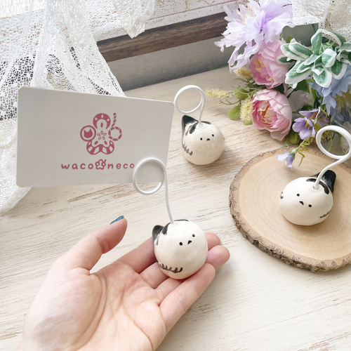 再販】陶器 カードスタンド シマエナガ/陶器製 鳥 雪の妖精 写真立て