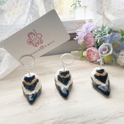 再販】陶器 カードスタンド シマエナガ/陶器製 鳥 雪の妖精 写真立て