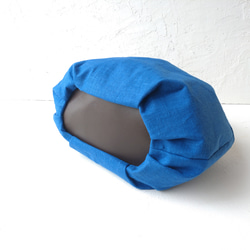 コバルトブルーのリネン　バルーンバッグ　 5枚目の画像