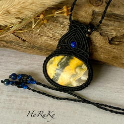 ゴールデンオブシディアンマクラメネックレスmac312天然石エスニック