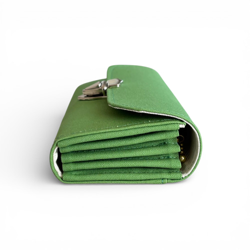 改良型】家計やりくり財布/アップルグリーン 長財布 Mimity Handmade