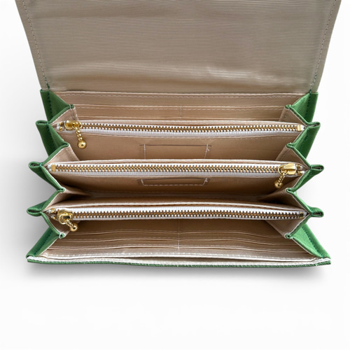 改良型】家計やりくり財布/アップルグリーン 長財布 Mimity Handmade