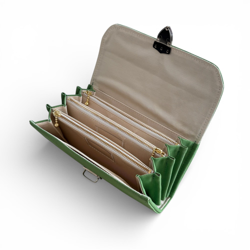 改良型】家計やりくり財布/アップルグリーン 長財布 Mimity Handmade