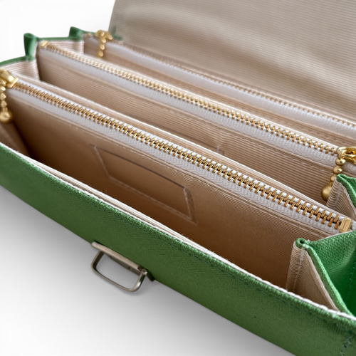 改良型】家計やりくり財布/アップルグリーン 長財布 Mimity Handmade