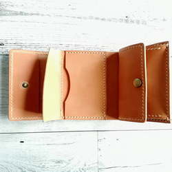ミニ財布（ナチュラルブラウン） 手のひらサイズ  ボックス型小銭入れ  小さい財布　３つ折り財布　レザーウォレット 本革 5枚目の画像