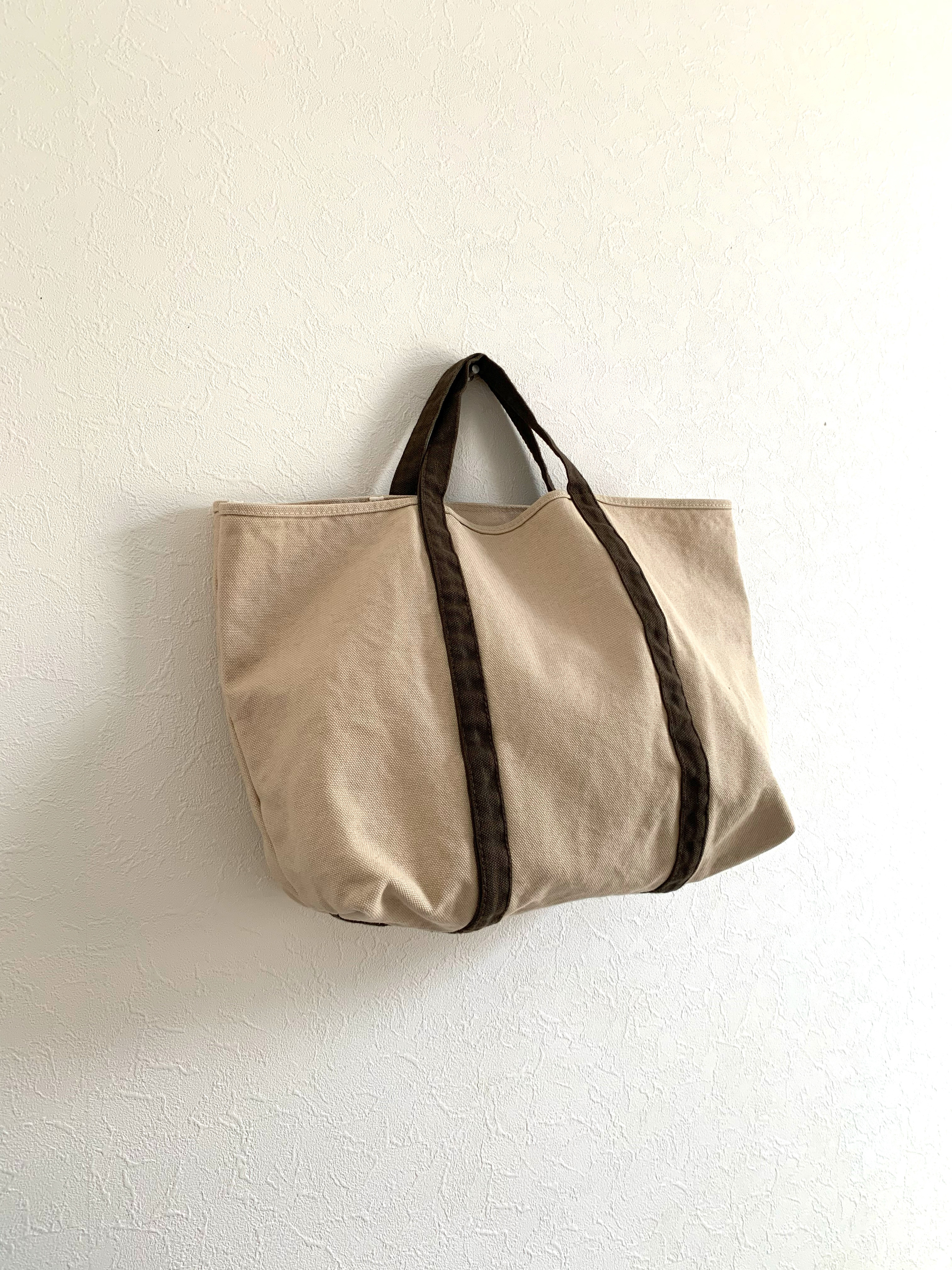 【A4対応】帆布　BASIC TOTE ( M ) アイボリー✖️スモーキーダークブラウン