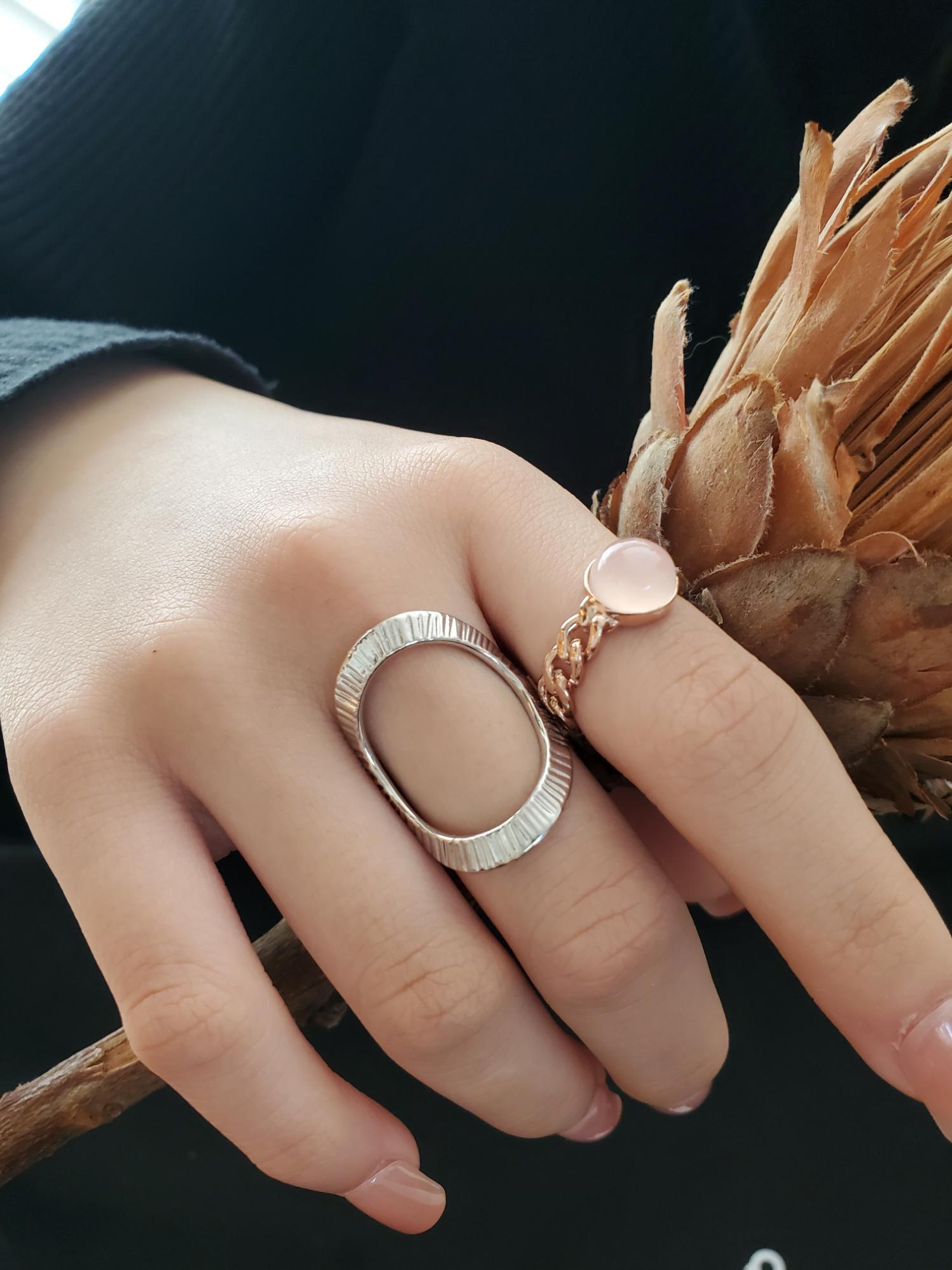 テクスチャーサークルシルバーリング　RS-94 大ぶり　オーバル　存在感抜群