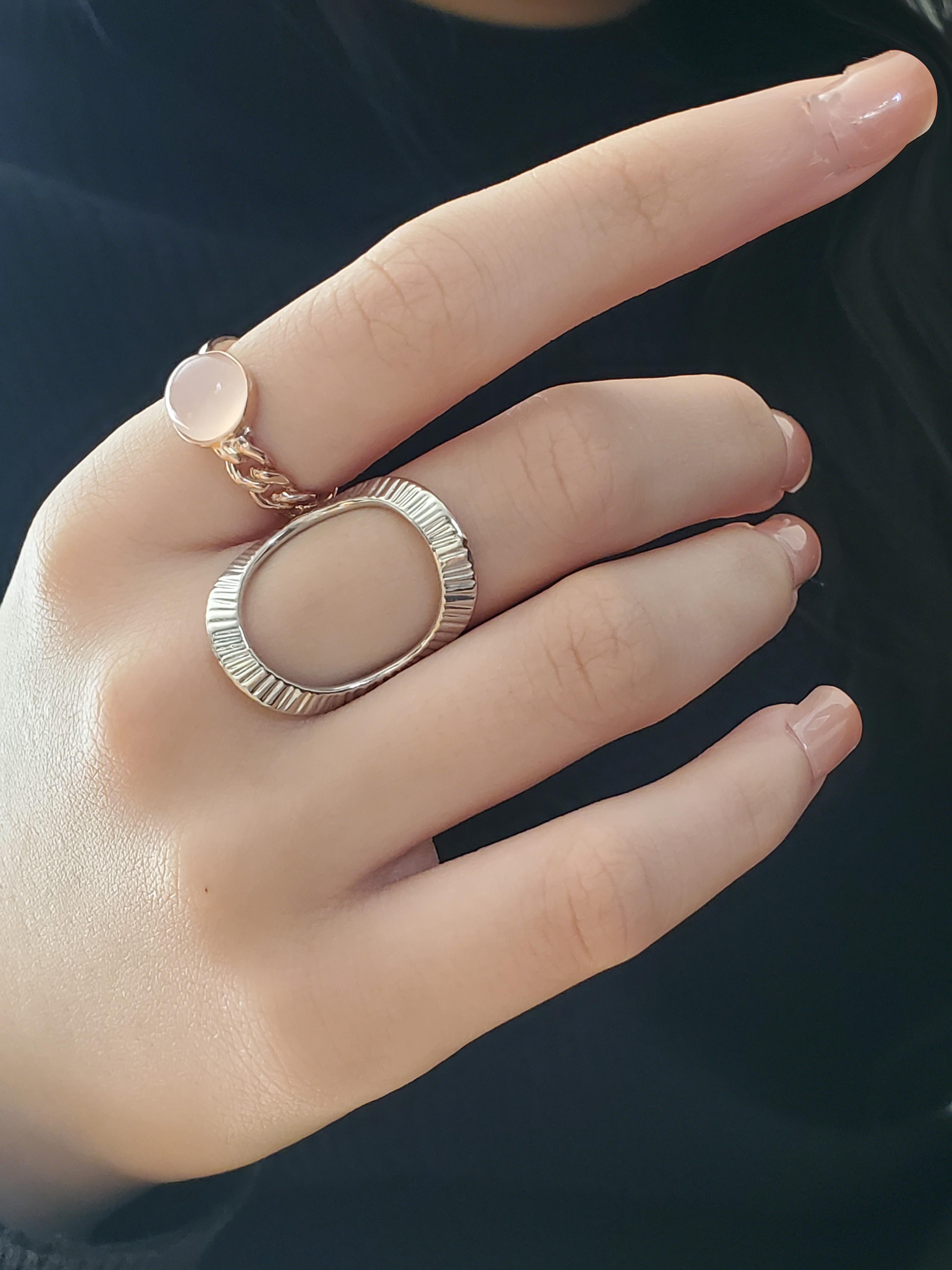 テクスチャーサークルシルバーリング　RS-94 大ぶり　オーバル　存在感抜群