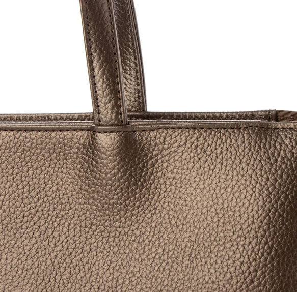 日本製造：A4尺寸拉鍊手提包，青銅色熱縮皮革 第4張的照片