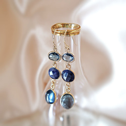 14KGF/ SAPPHIRE IOLITE MONTANA GLASS EARRINGS 2枚目の画像