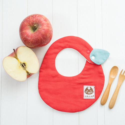 国産】オーガニックガーゼのりんごスタイ スタイ・よだれかけ ふれふれ