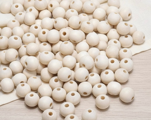 8mm 約50個 ナチュラル ウッドビーズ 丸 穴2-3mm 木目 天然 木製