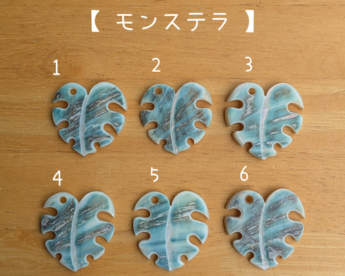 夜光貝磨きアクセサリー作りキット ✳【 モンステラ 】 キット 夜光貝