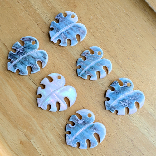 夜光貝磨きアクセサリー作りキット ✳【 モンステラ 】 キット 夜光貝