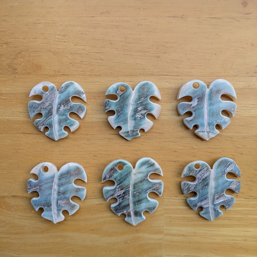 夜光貝磨きアクセサリー作りキット ✳【 モンステラ 】 キット 夜光貝