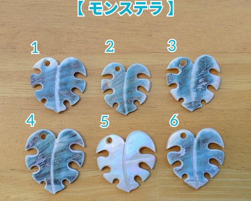 夜光貝磨きアクセサリー作りキット ✳【 モンステラ 】 キット 夜光貝